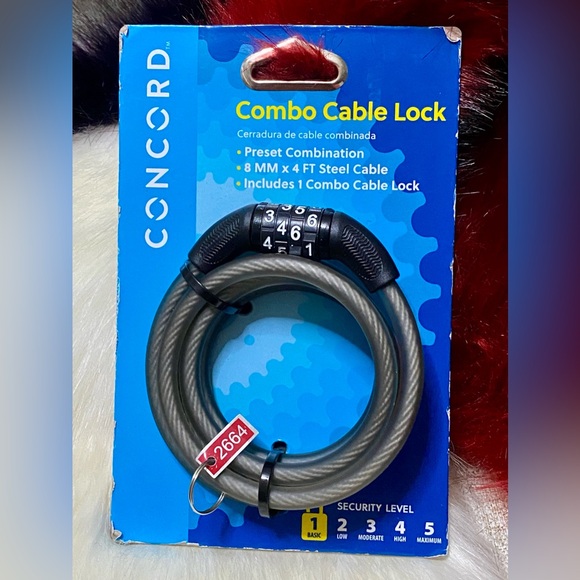 ⭐️ Concord 8MM Combo Cable Bicycle Lock⭐️#CONCORD - Picture 1 of 4